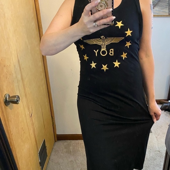 Boy London Gold Foil Logo Midi Dress - Picture 7 of 14